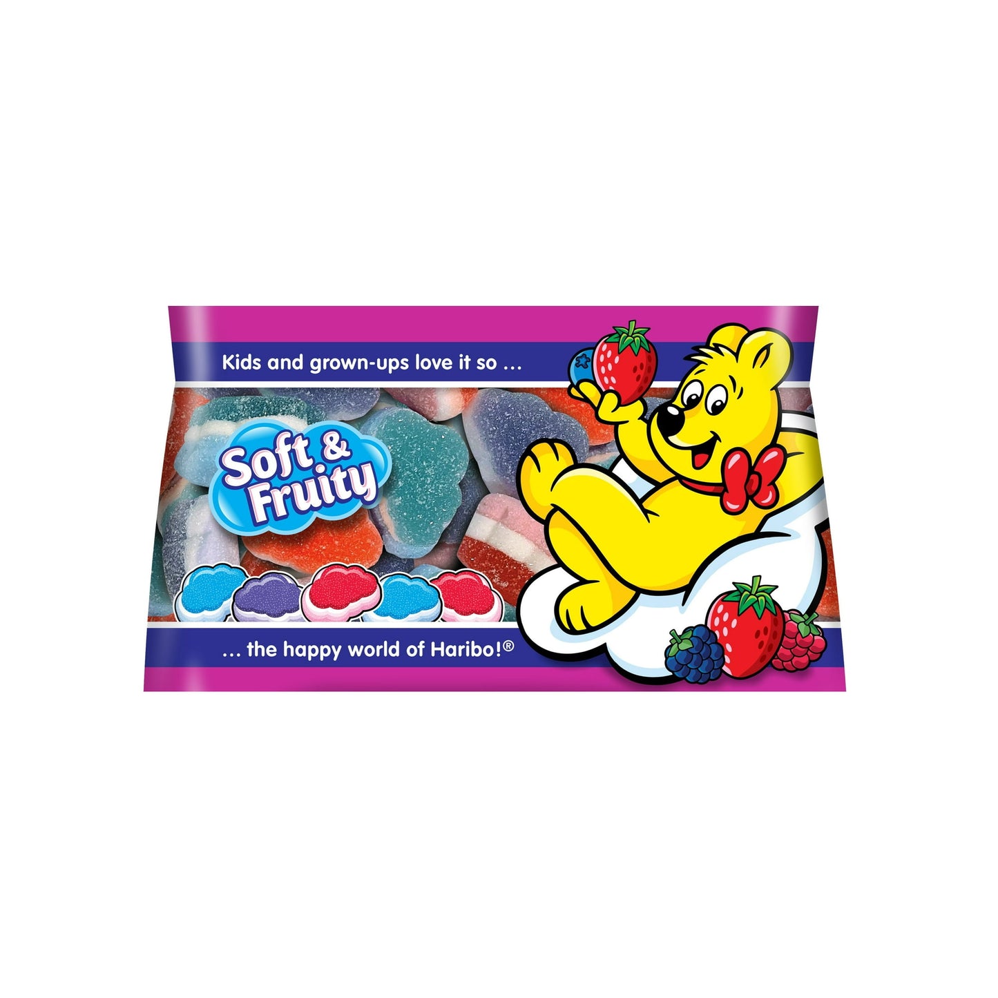 1 x 3.1 oz Bag Haribo Berry Clouds Gummi Candy Soft and Fruity Share Size