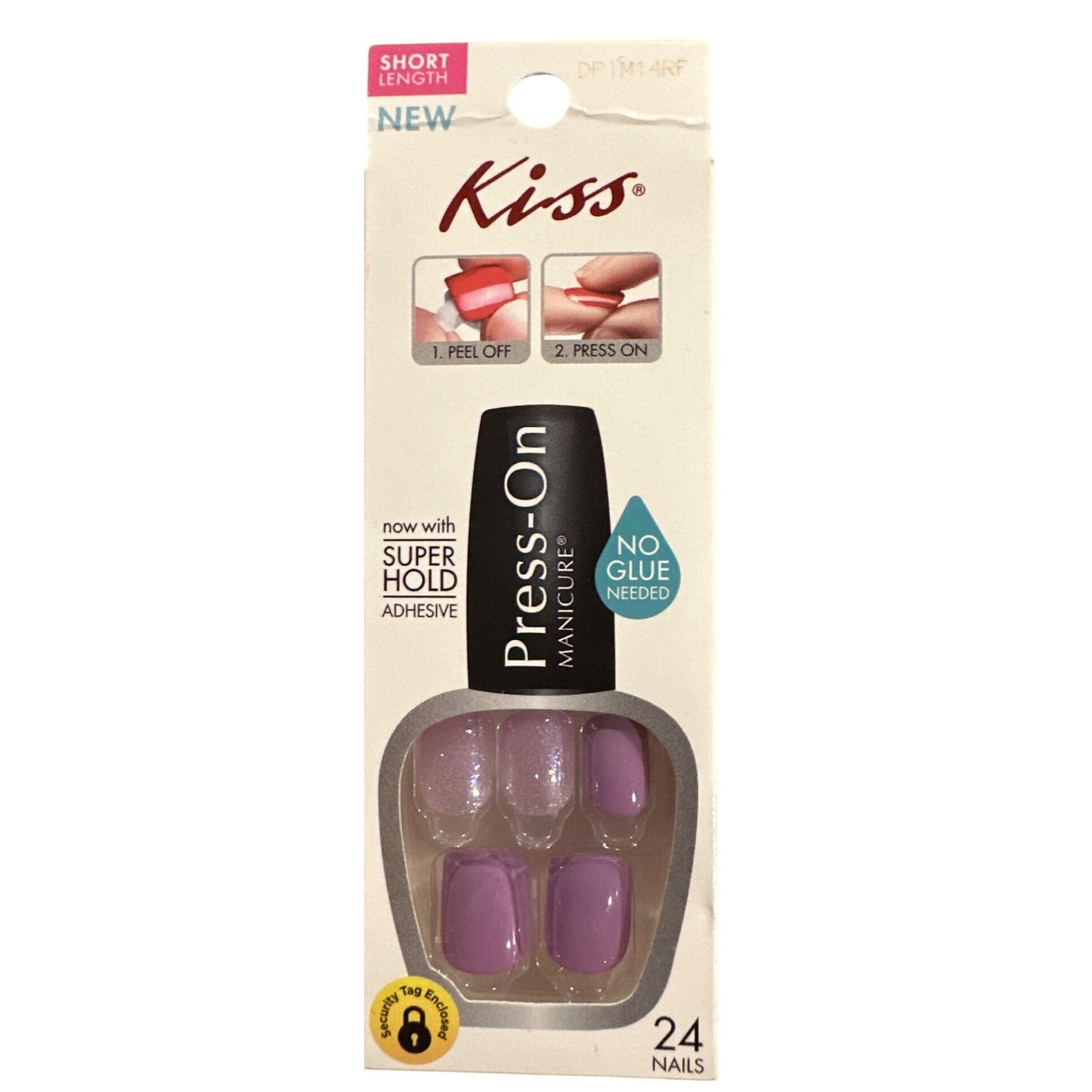 Kiss Press-On 24 Nail EAT, PRAY, LOVE Short Square Shimmer+Glossy Purple Glitter