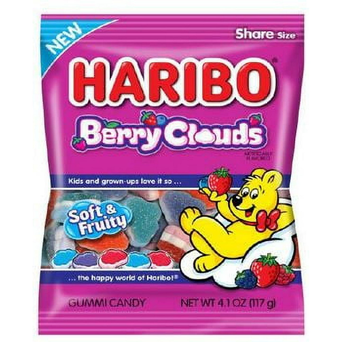3 x 4.1 oz Bag Haribo Berry Clouds Gummy Candy