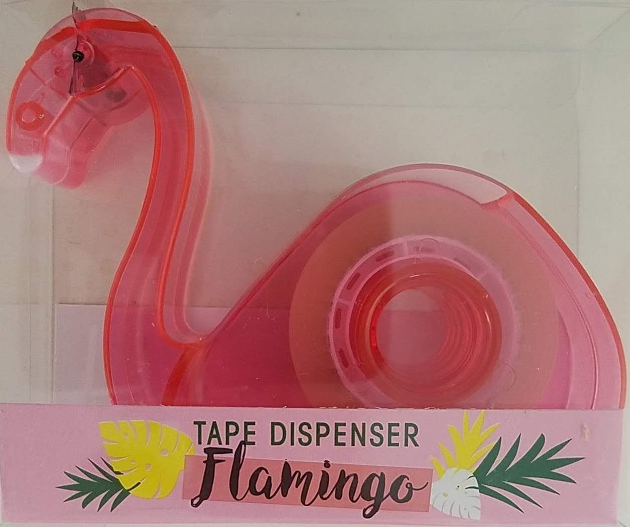 1 x Plastic Pink Flamingo Refillable Tape Dispenser w Clear Tape 3/4 Inch1