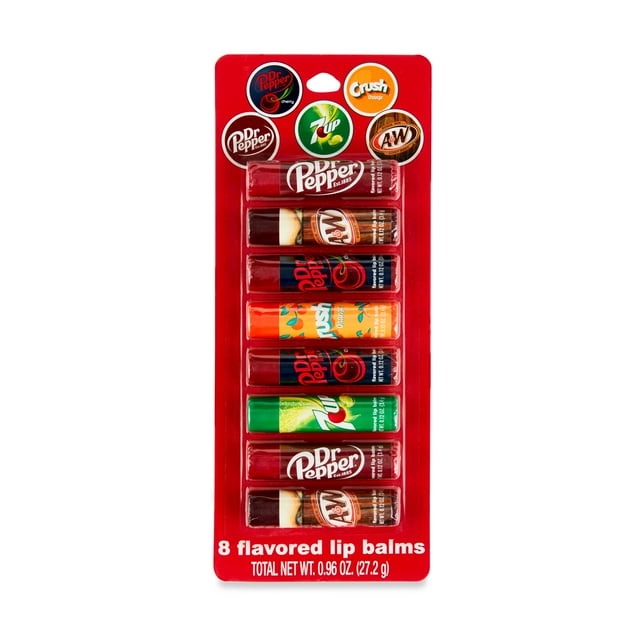 8 pc Flavored Lip Balms Pack With Dr Pepper Crush 7UP A&W Crush Soda Party Pack
