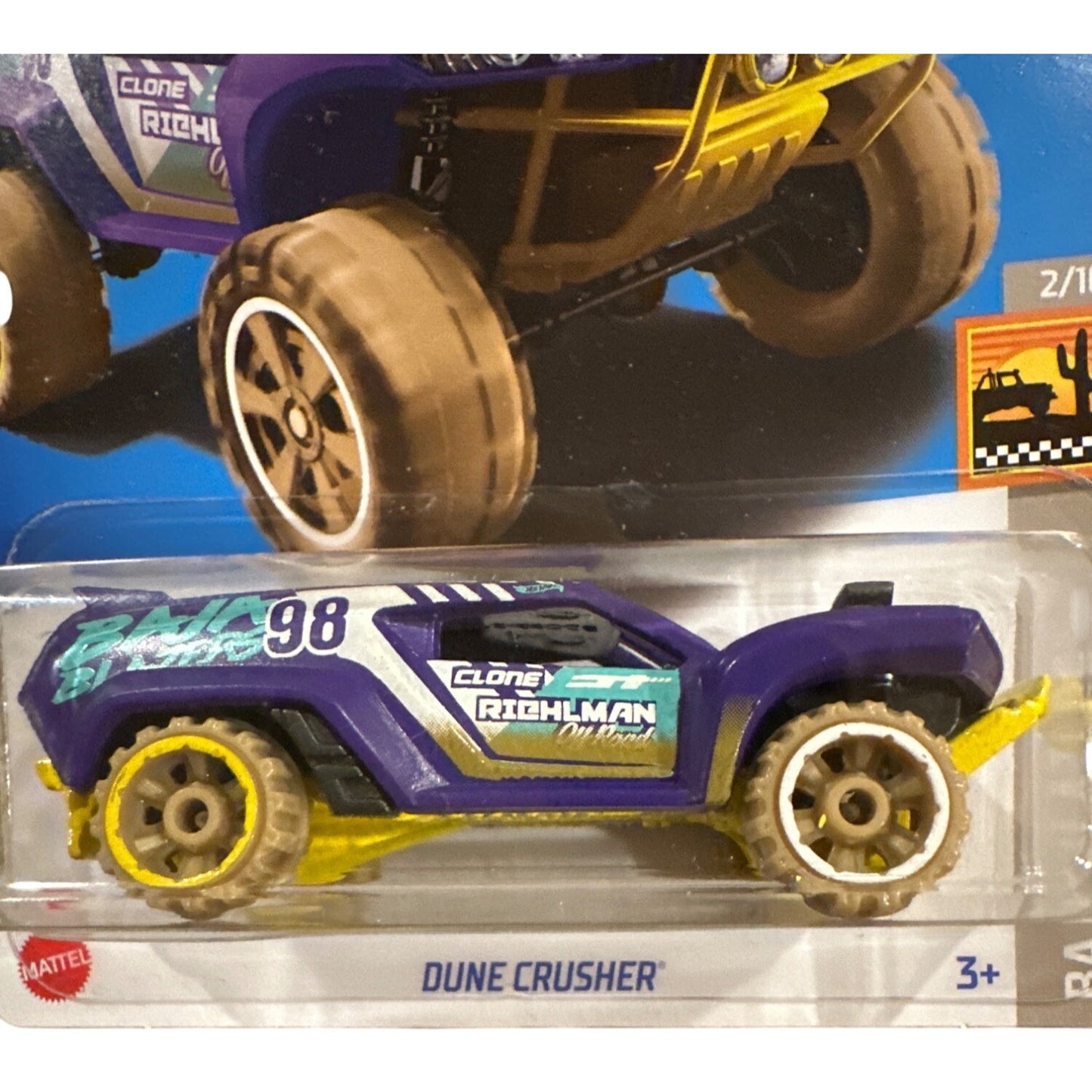 182/250 Hot Wheels Die-Cast Car Dune Crusher 2/10 Baja Blazers Purple Yellow