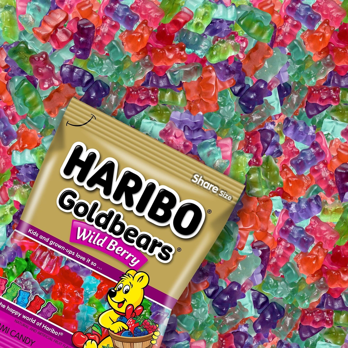 Haribo Goldbears Wild Berry Gummi Candy Share Size 4 oz Bag Fruity Gummies