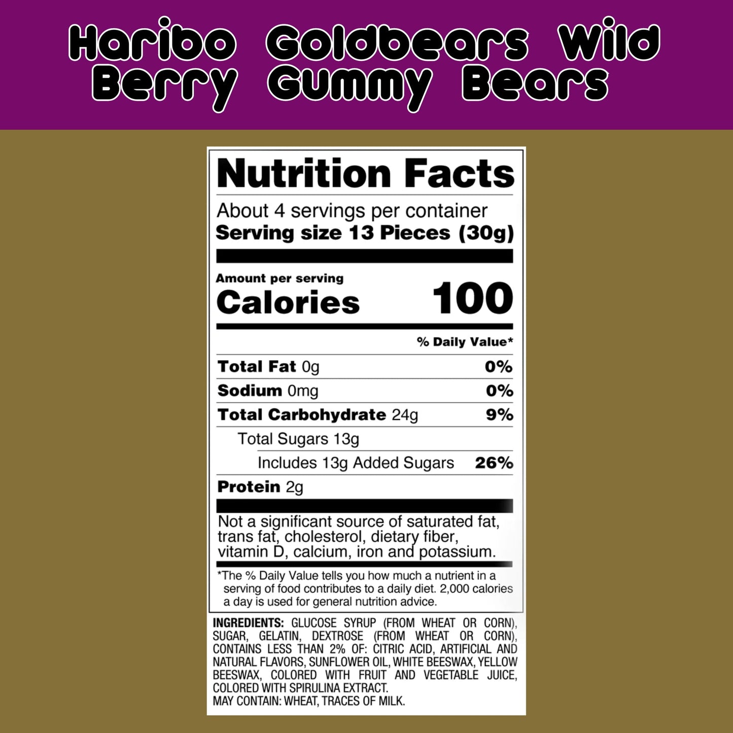 2 x 4 oz Haribo Goldbears Wild Berry Gummy Candy, Berries Gummi Treat for Snacks Candy Dish Bowl Party Favor Stocking Stuffer Gift Birthday Christmas Halloween + 2 Candy Gifts