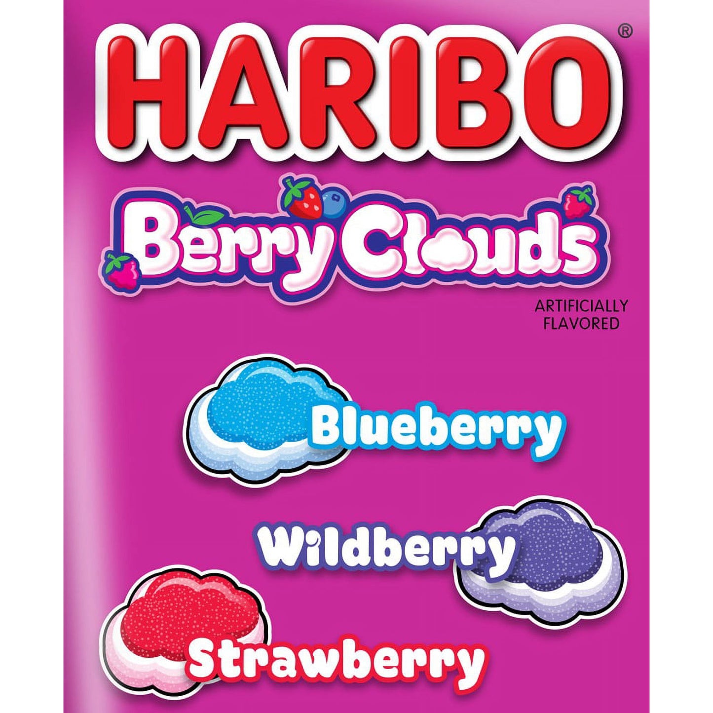 1 x 3.1 oz Bag Haribo Berry Clouds Gummi Candy Soft and Fruity Share Size