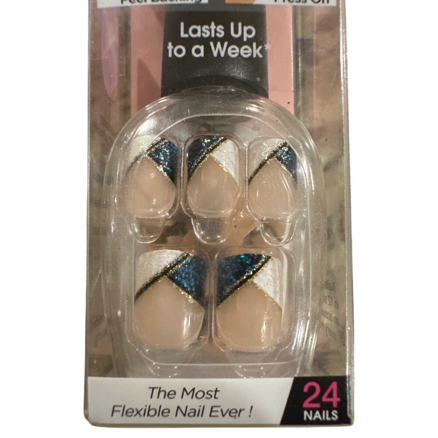IMPRESS KISS Press-On 24 Nails WINK WINK Short Square Shimmer French Tips White