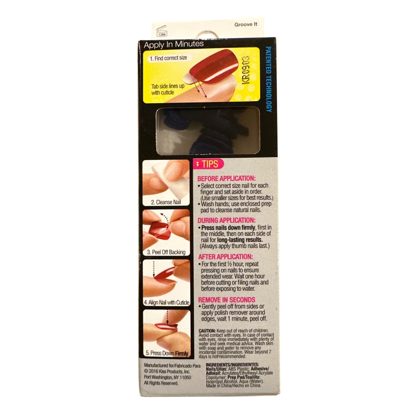 Kiss Press-On 24 Nails GROOVE IT Short Length Squoval Shape Matte + Navy Blue