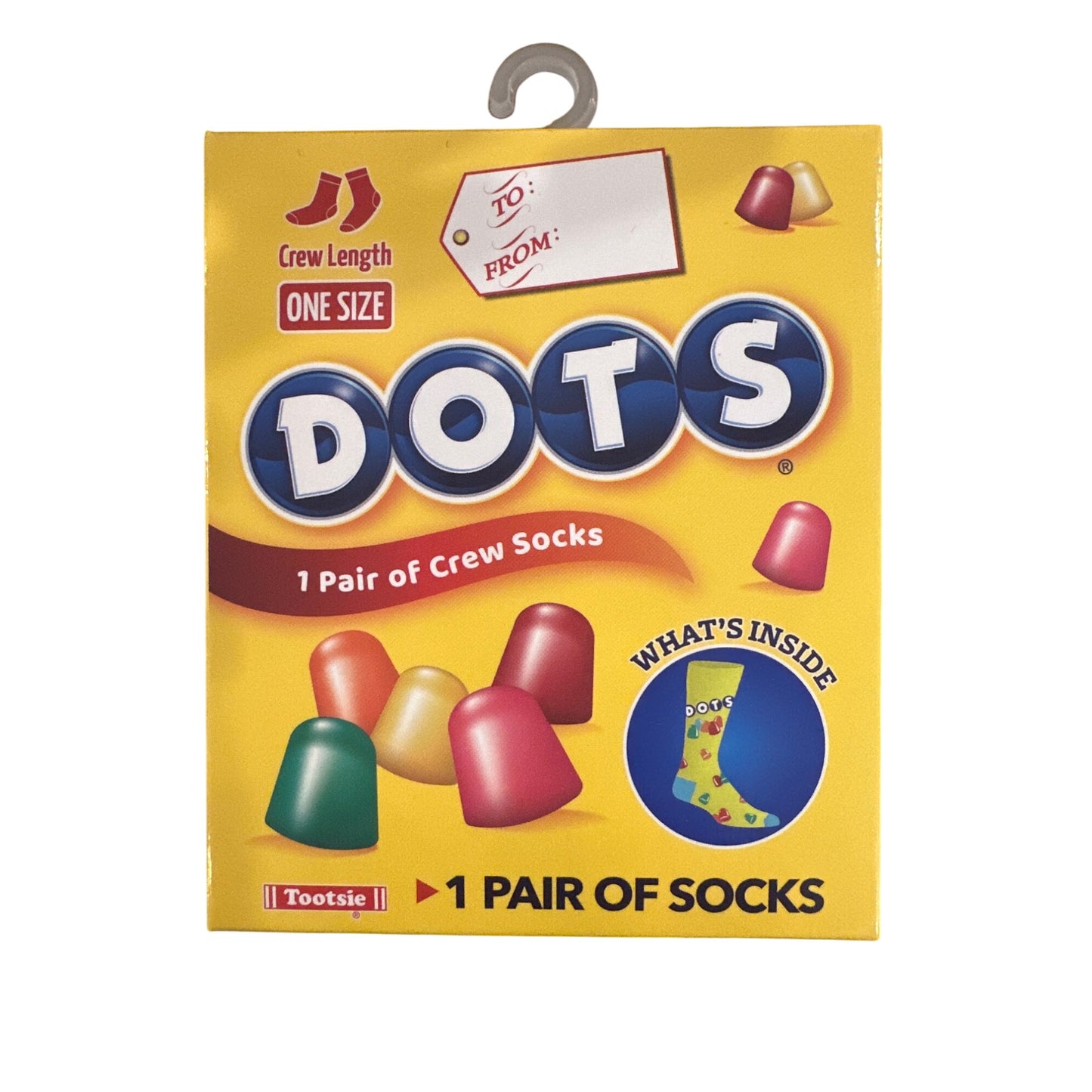 DOTS Candy Men's One Size Fits Most Crew Socks GIFT/BOXED Yellow-Green Blue Red