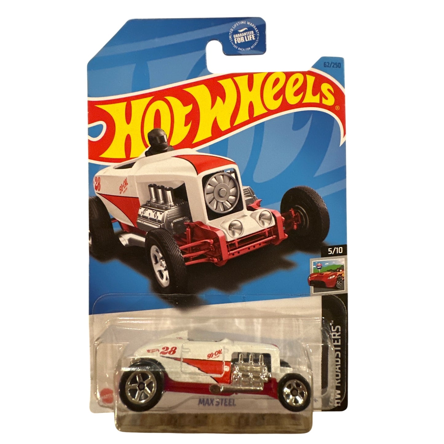 62/250 Hot Wheels Die-Cast Car Max Steel 5/10 HW Roadsters Red White Black