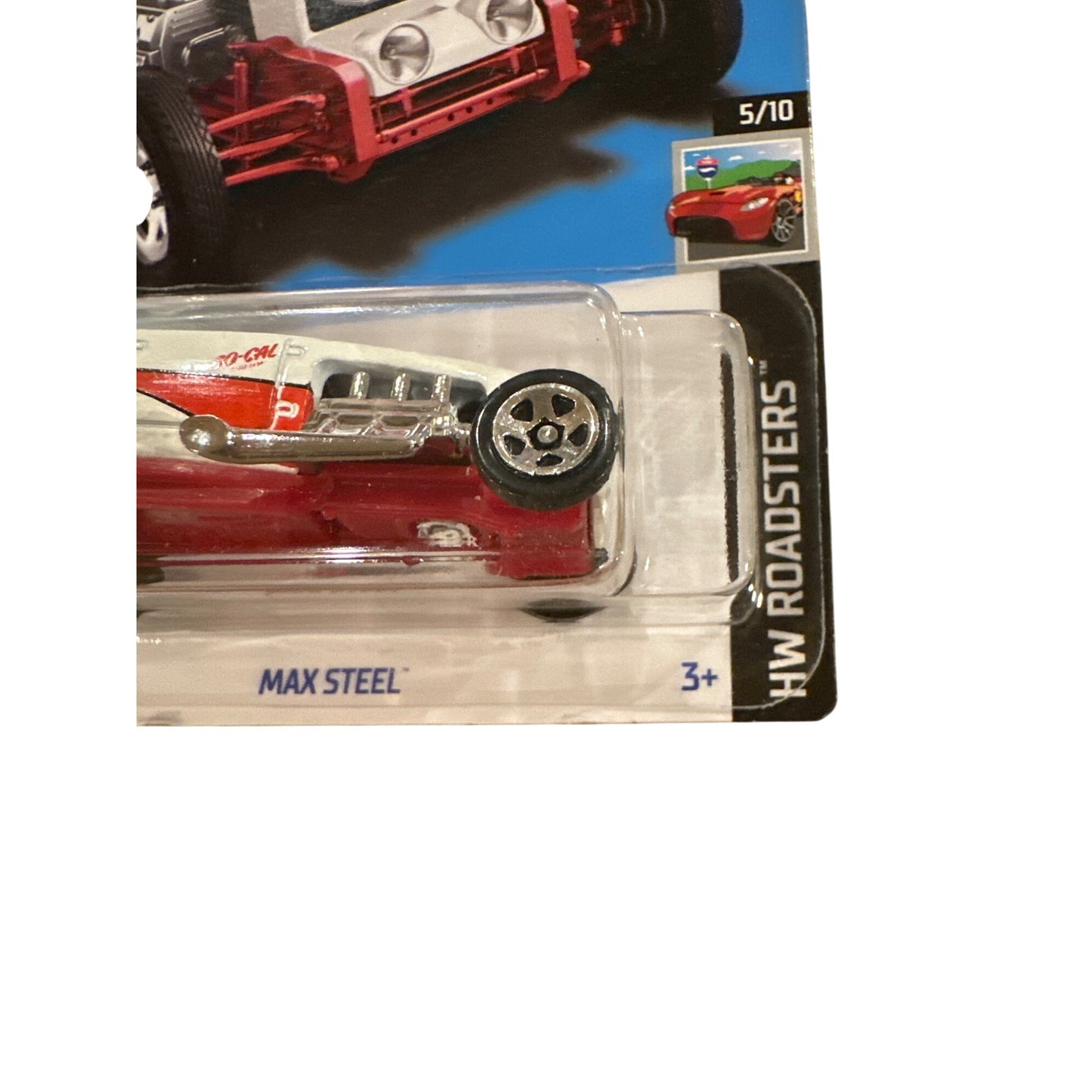 62/250 Hot Wheels Die-Cast Car Max Steel 5/10 HW Roadsters Red White Black