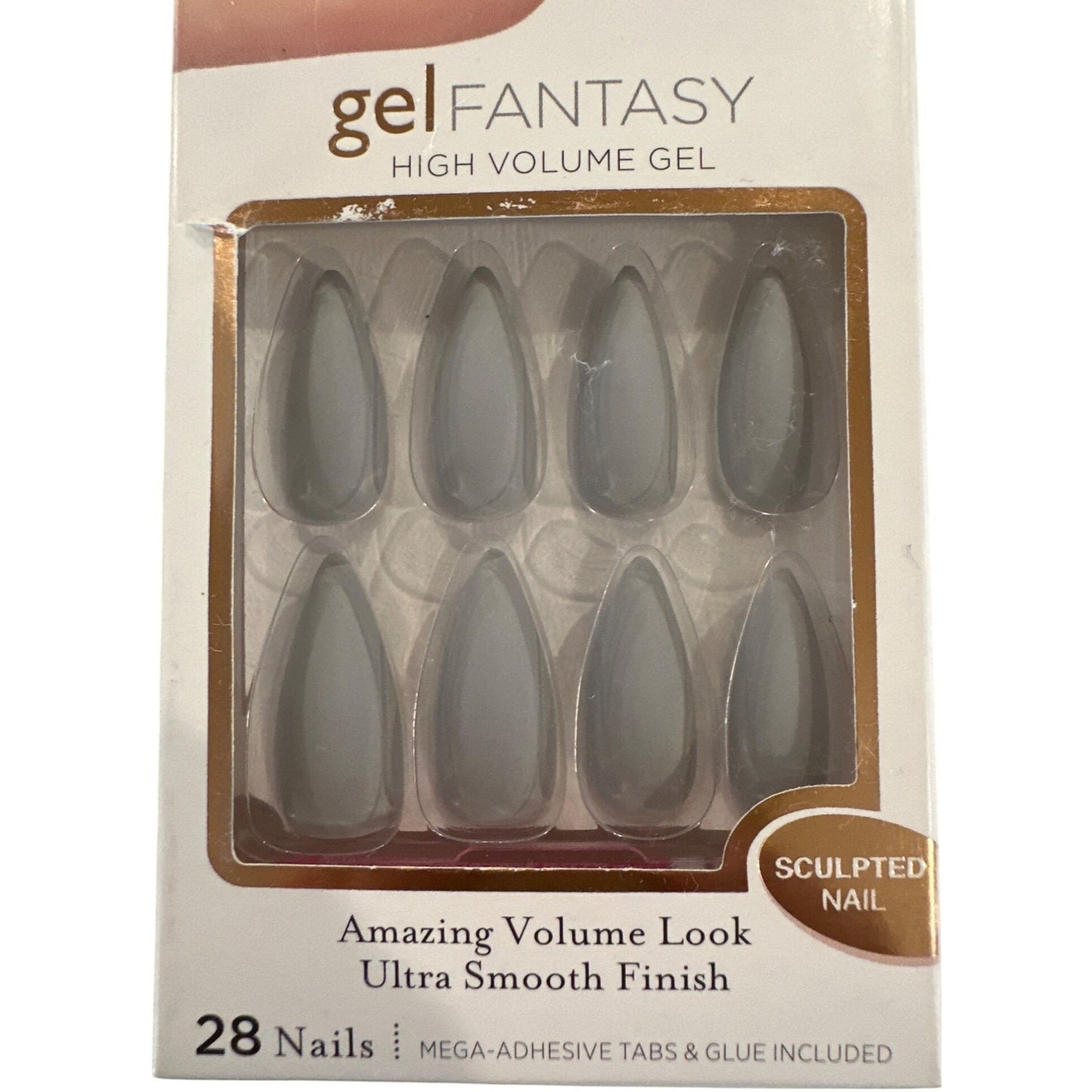 Kiss GEL FANTASY 28 Nails Long Length Stiletto Matte Gray Ultra Smooth Finish