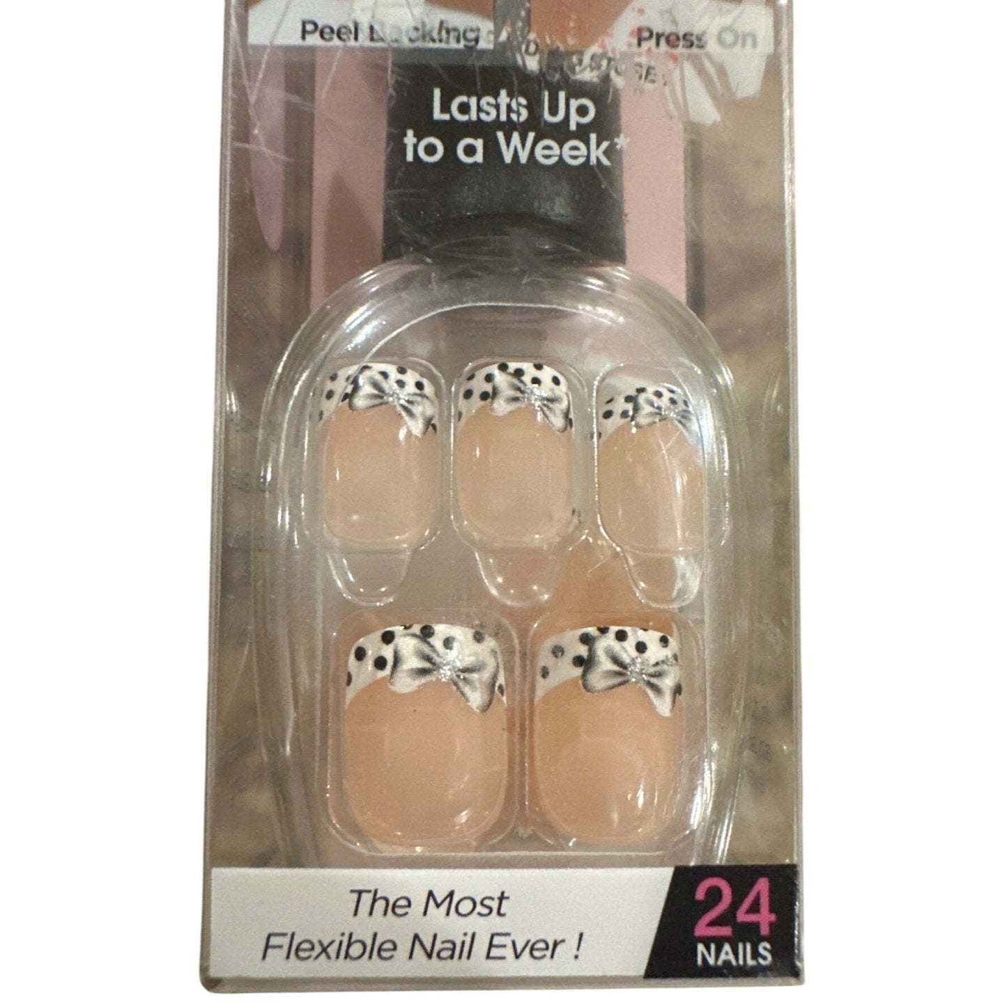 IMPRESS KISS Press-On Nails WINK WINK Short Square Shape Shiny Polka Dot Bows