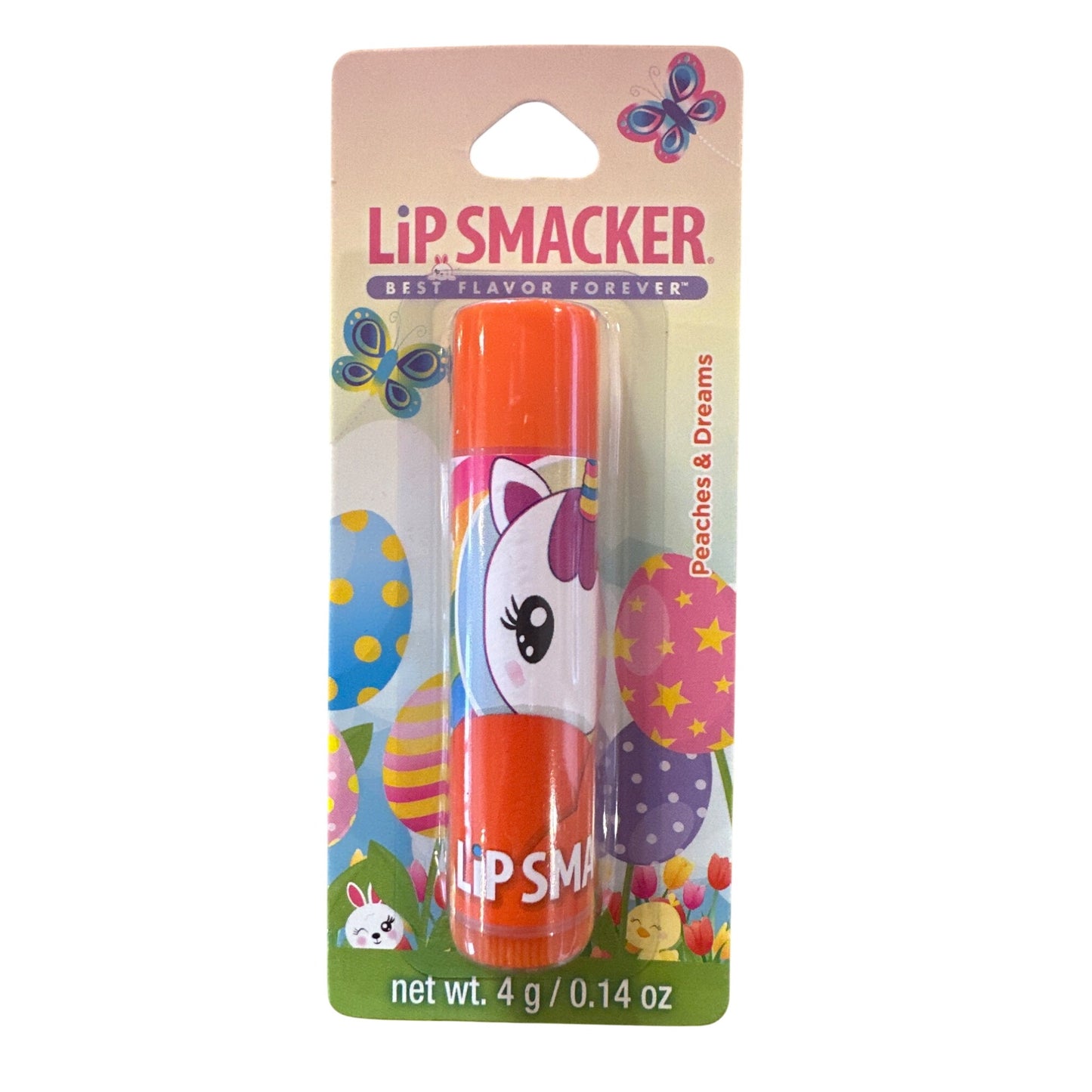 Lip Smacker UNICORN Peaches & Dreams Flavored Collectible Lip Balm Orange White