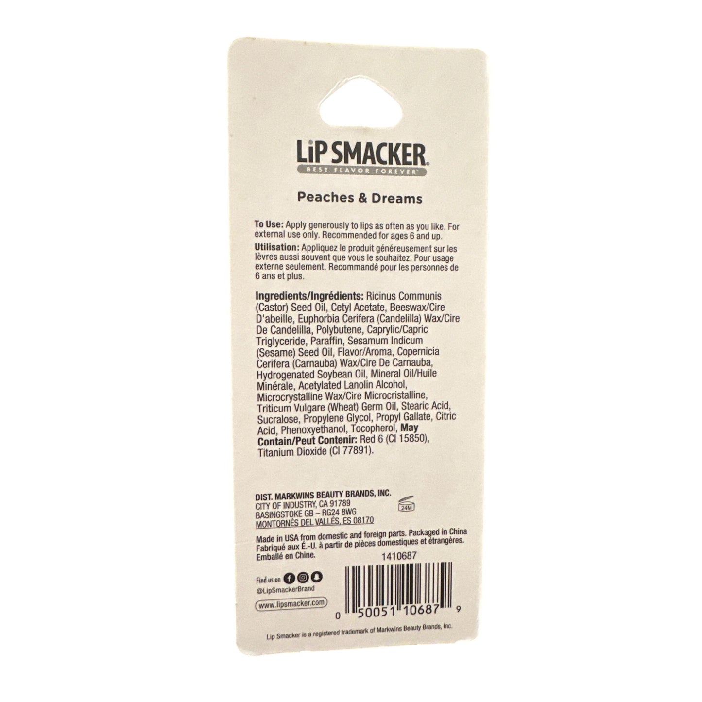 Lip Smacker UNICORN Peaches & Dreams Flavored Collectible Lip Balm Orange White