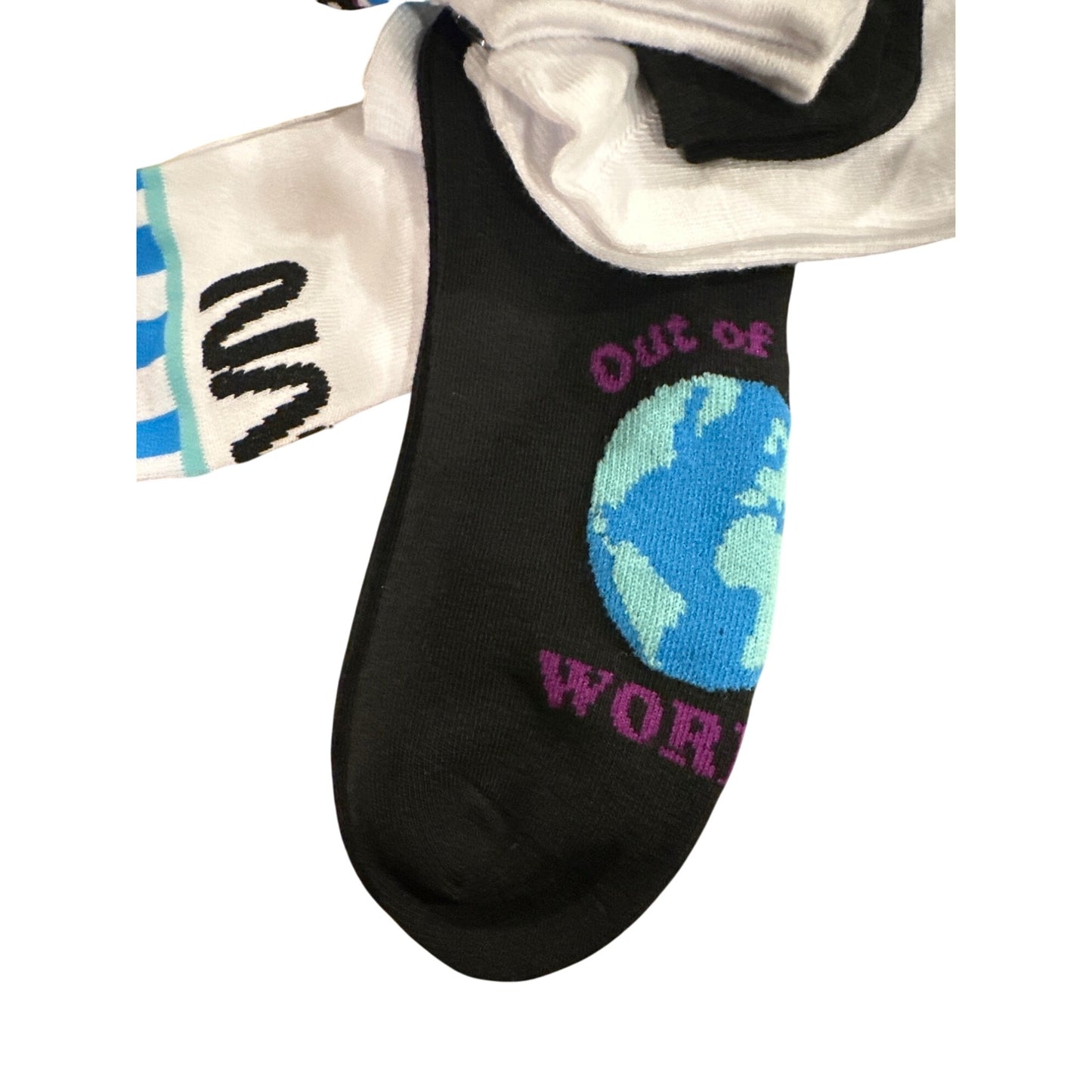 NASA-Themed Women's No-Show Ankle Socks 5pc Sz 4-10 Space-Inspired Mixed Colors