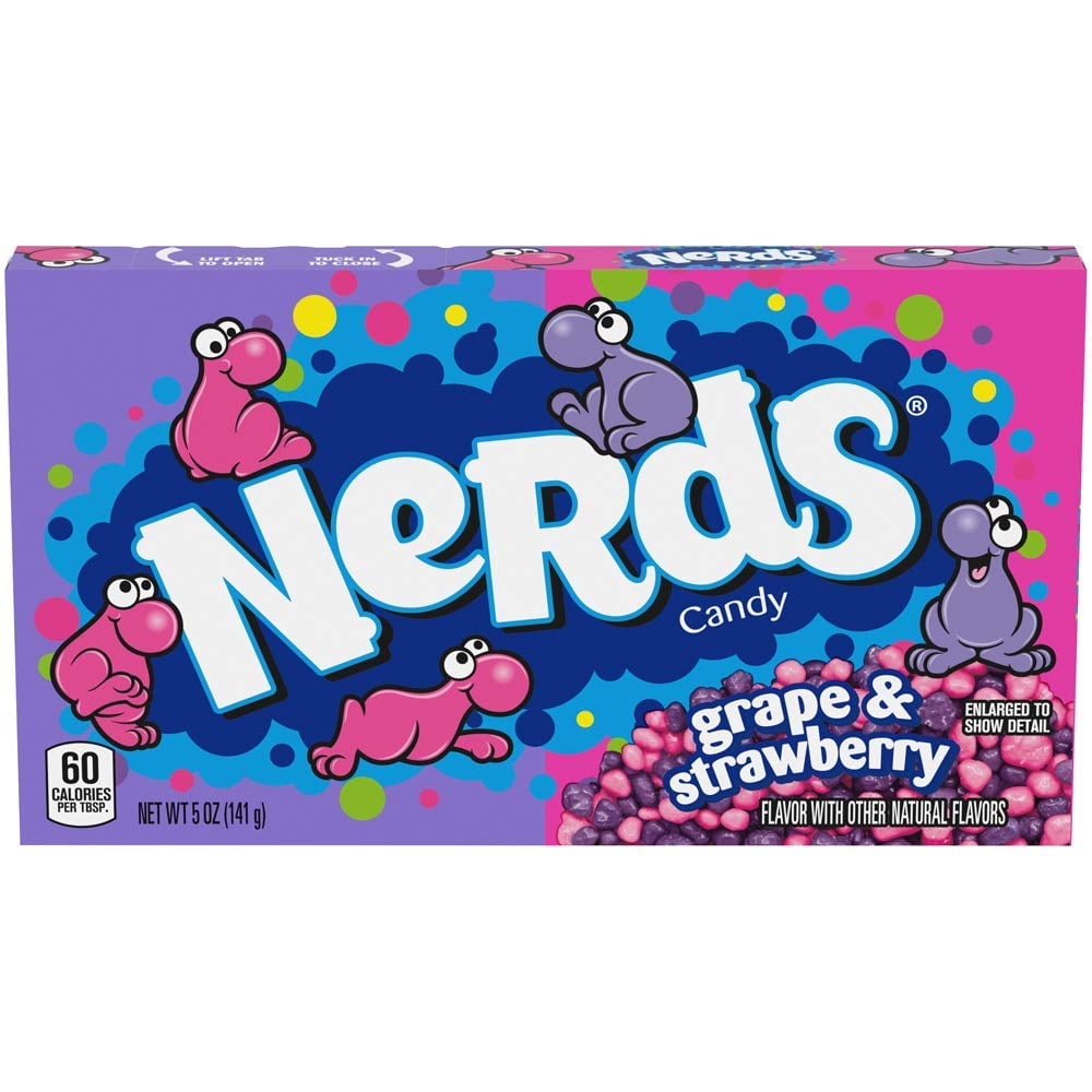 1 x 5 oz Theatre Box Nerds Candy, Grape & Strawberry Sweet, Tangy, and Crunchy
