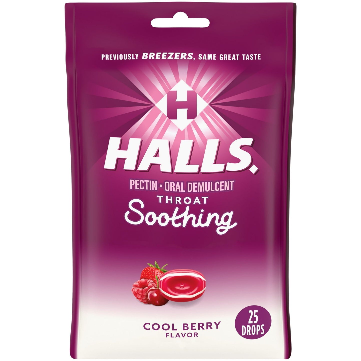 3 Bags Halls Cool Berry Throat Soothing Drops (25 ct each) Pectin Exp. 11/25