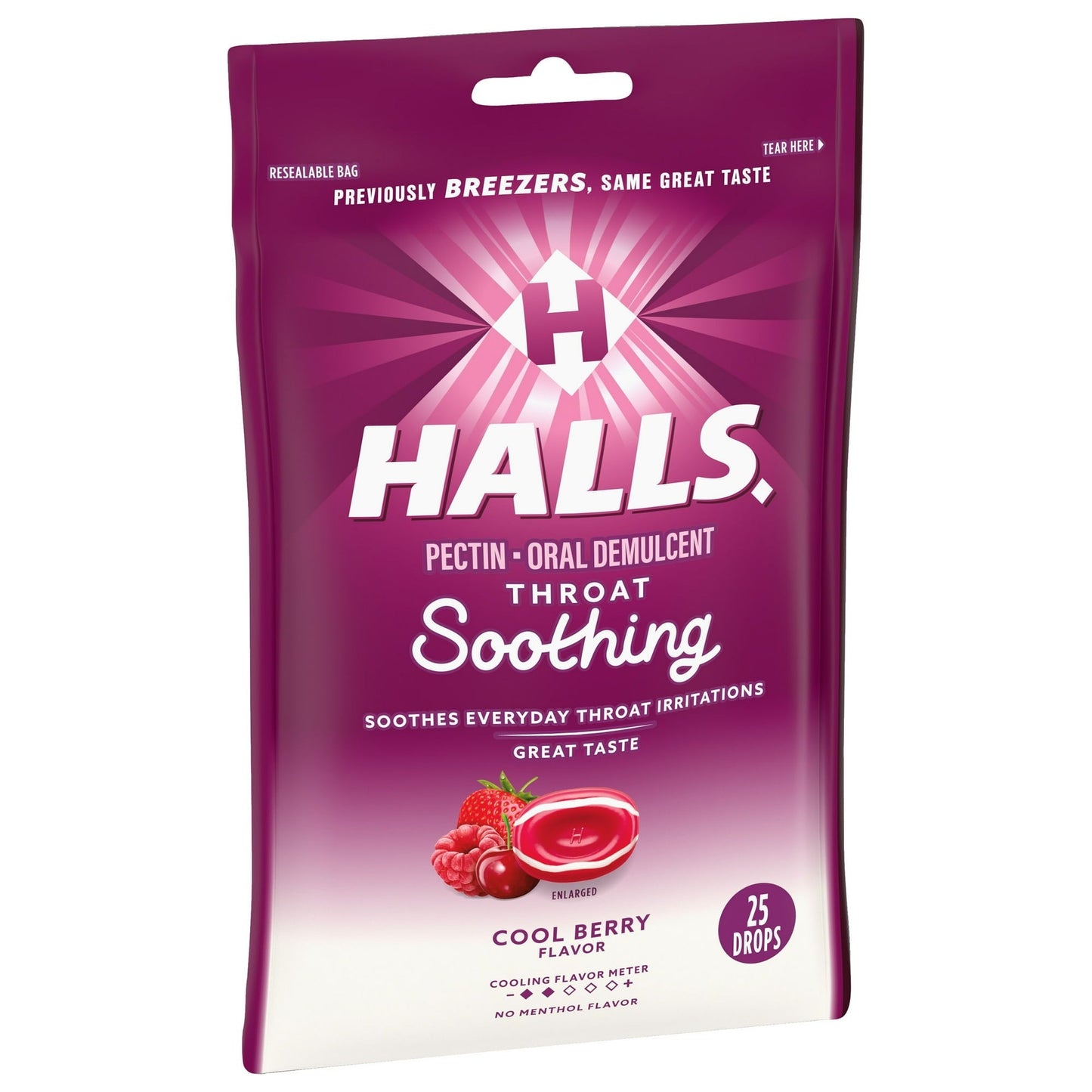 3 Bags Halls Cool Berry Throat Soothing Drops (25 ct each) Pectin Exp. 11/25