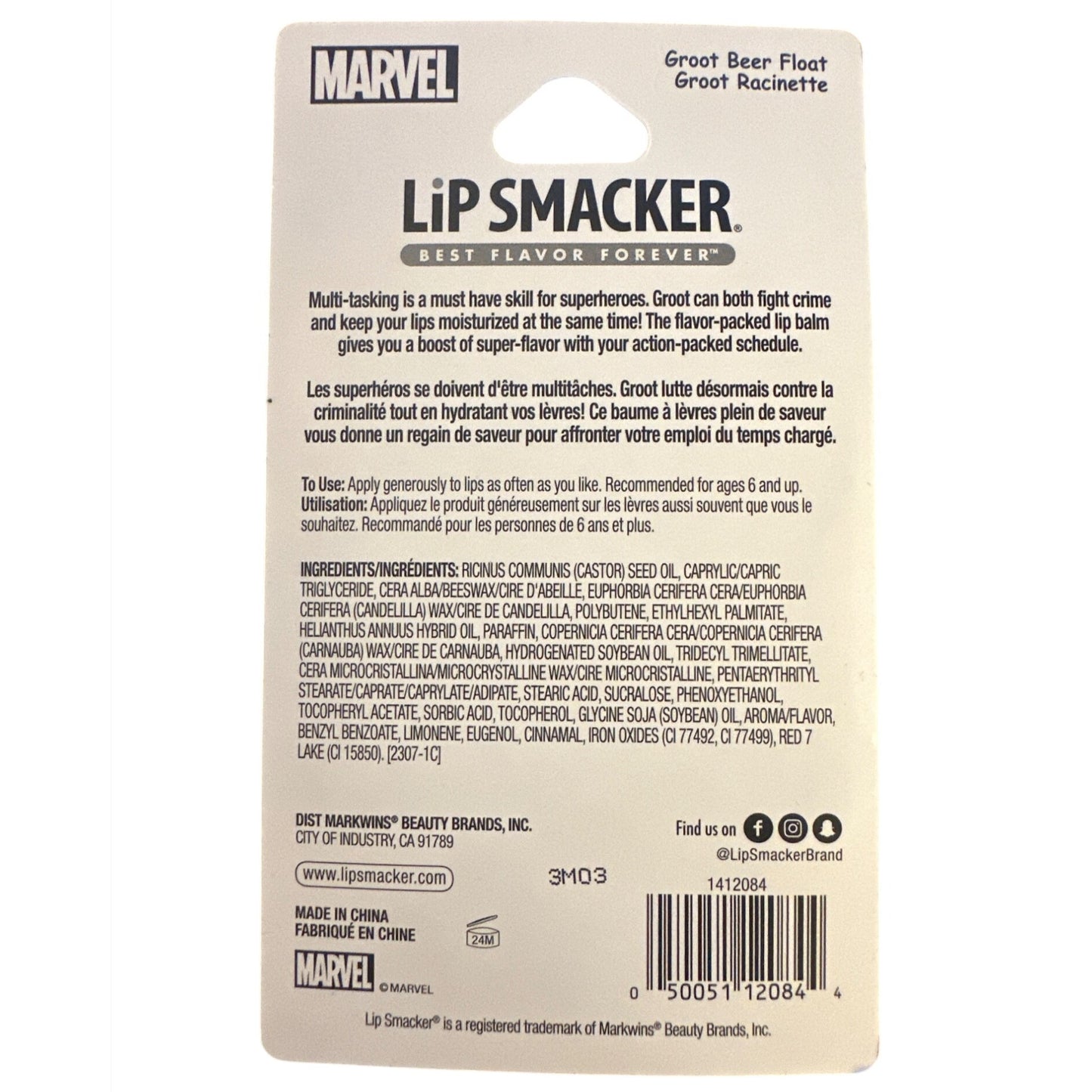 Marvel Lip Smacker Groot Beer Float Lip Balm Keychain 0.2 oz Best Flavor Forever