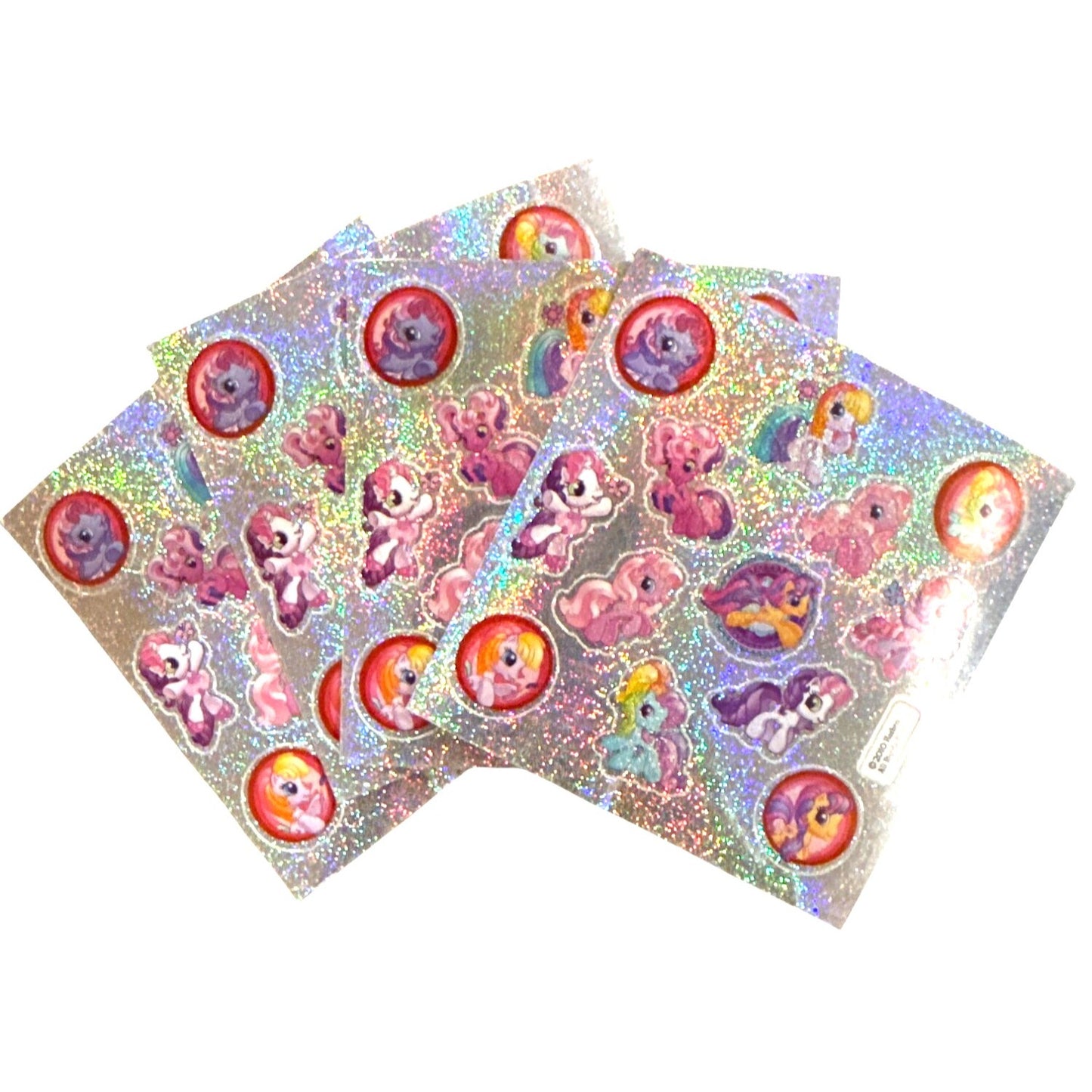 2010 My Little Pony Holographic Sticker Pack - 104 Count 8 Sheets @ 3.5" x 3.5"