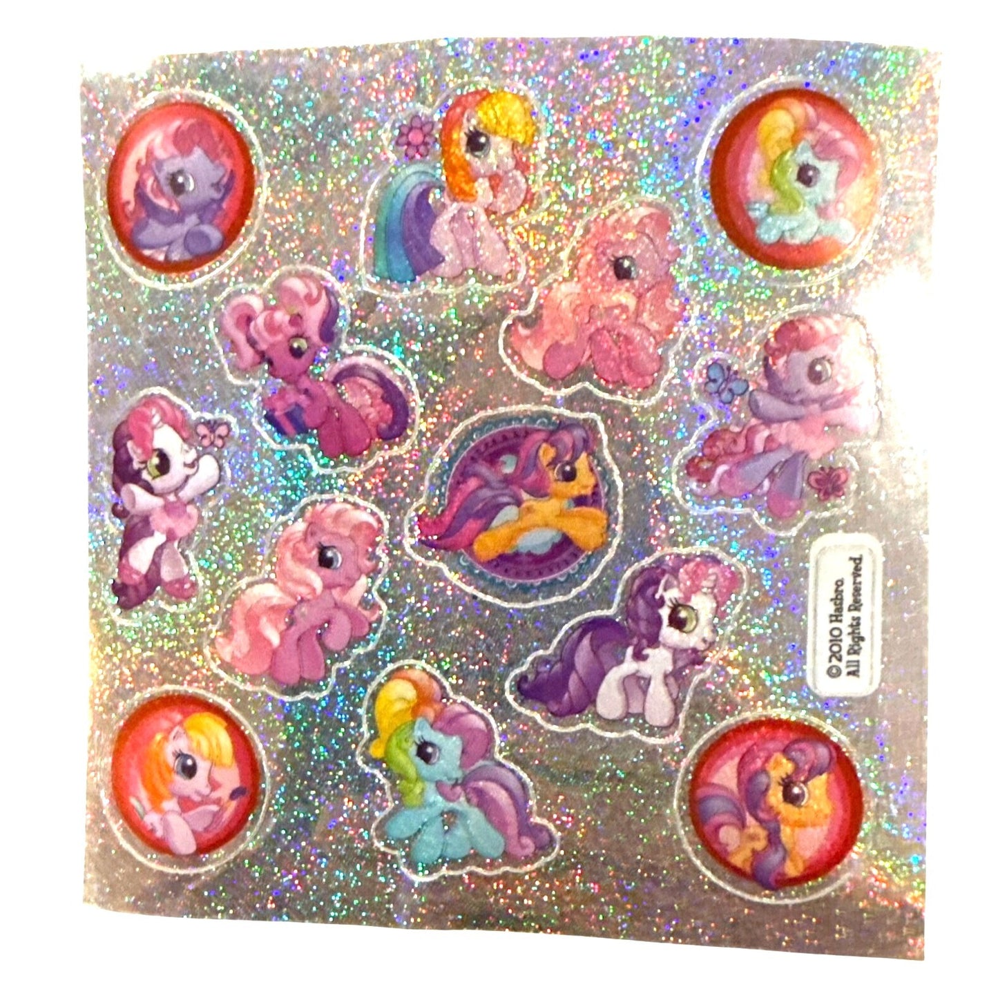 2010 My Little Pony Holographic Sticker Pack - 104 Count 8 Sheets @ 3.5" x 3.5"