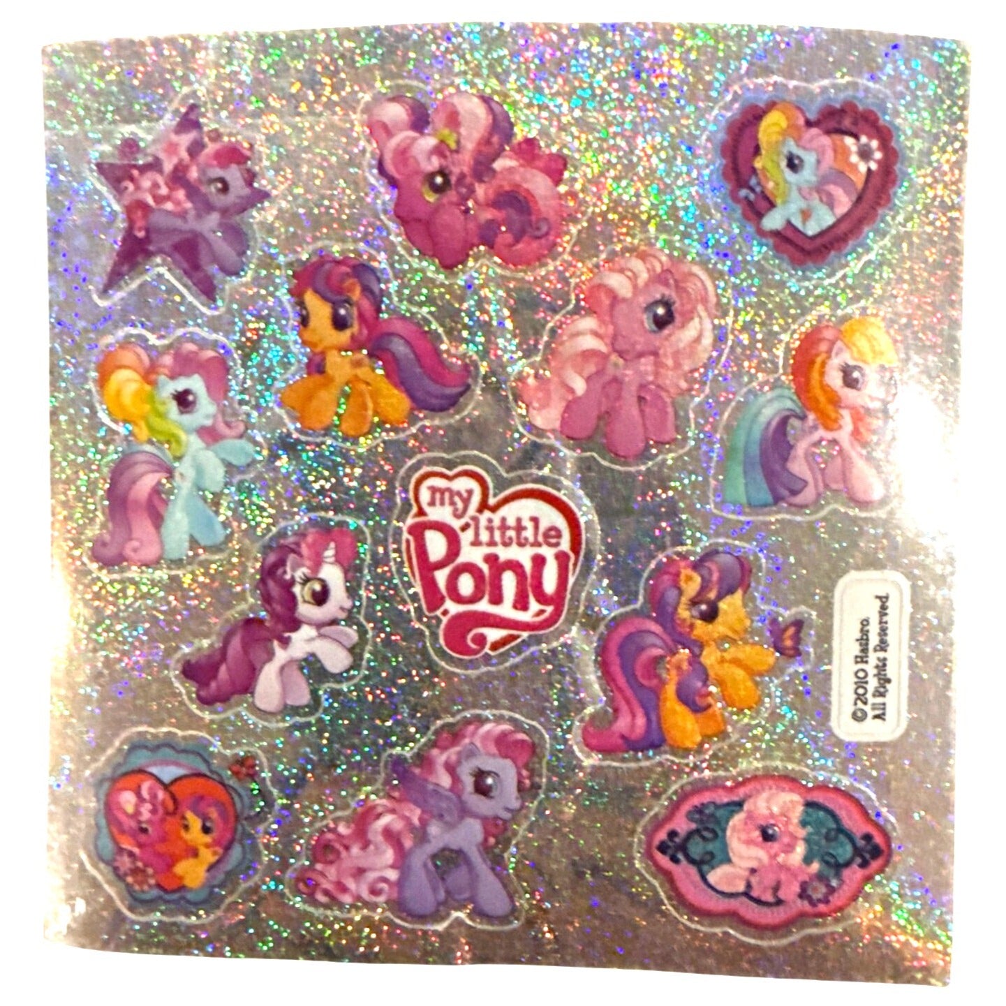 2010 My Little Pony Holographic Sticker Pack - 104 Count 8 Sheets @ 3.5" x 3.5"