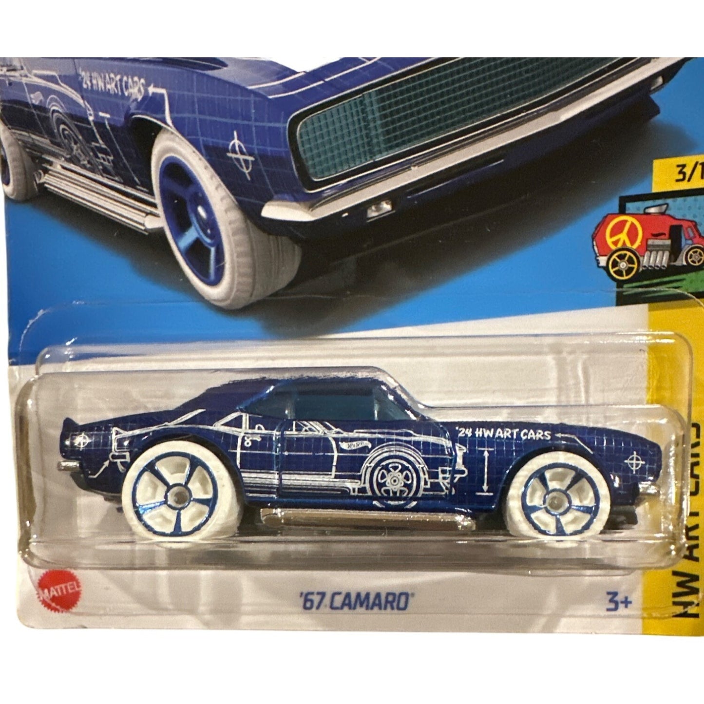 84/250 Hot Wheels Die-Cast Car Blue '67 Camaro 3/10 HW Art Cars