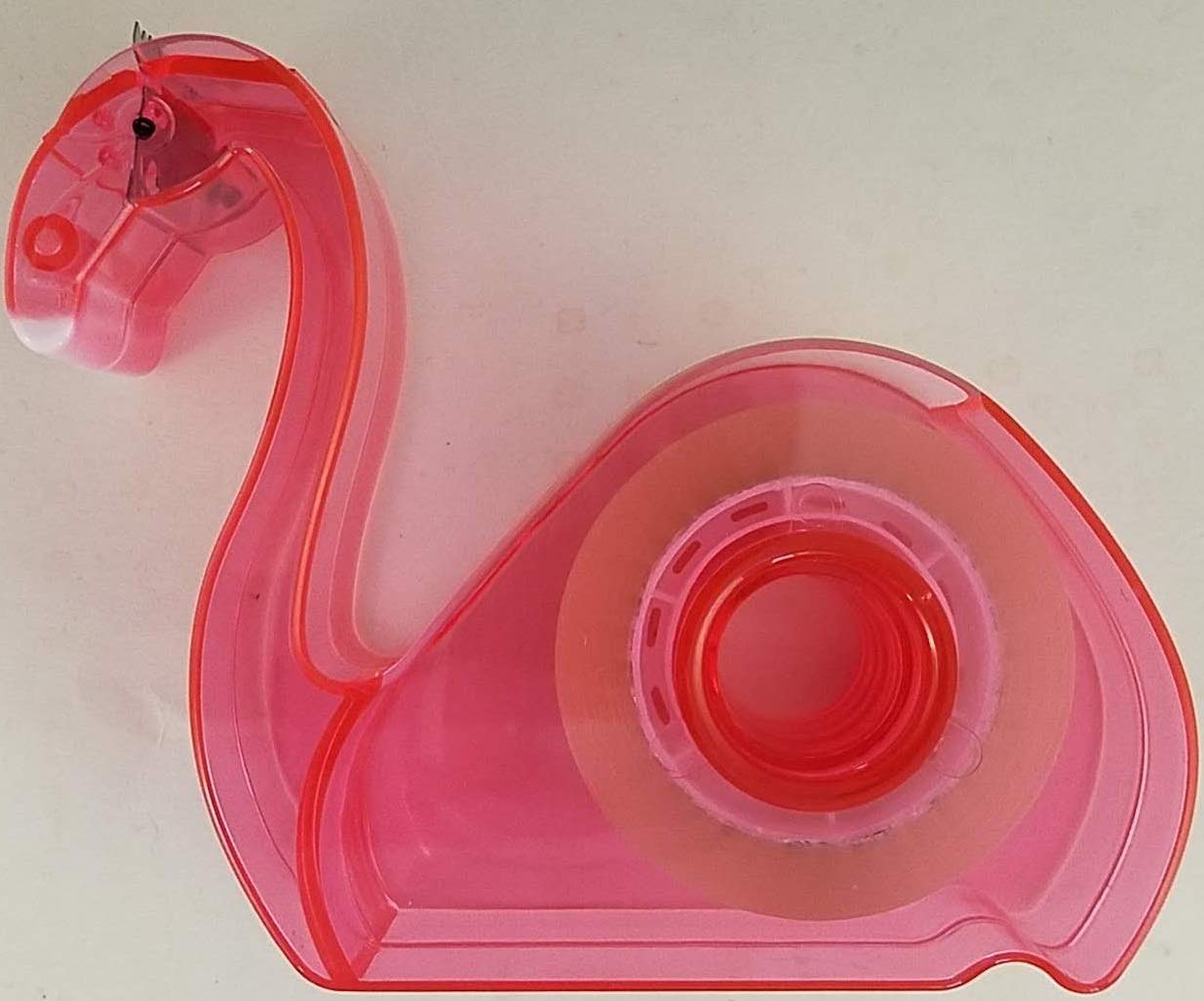 1 x Plastic Pink Flamingo Refillable Tape Dispenser w Clear Tape 3/4 Inch1
