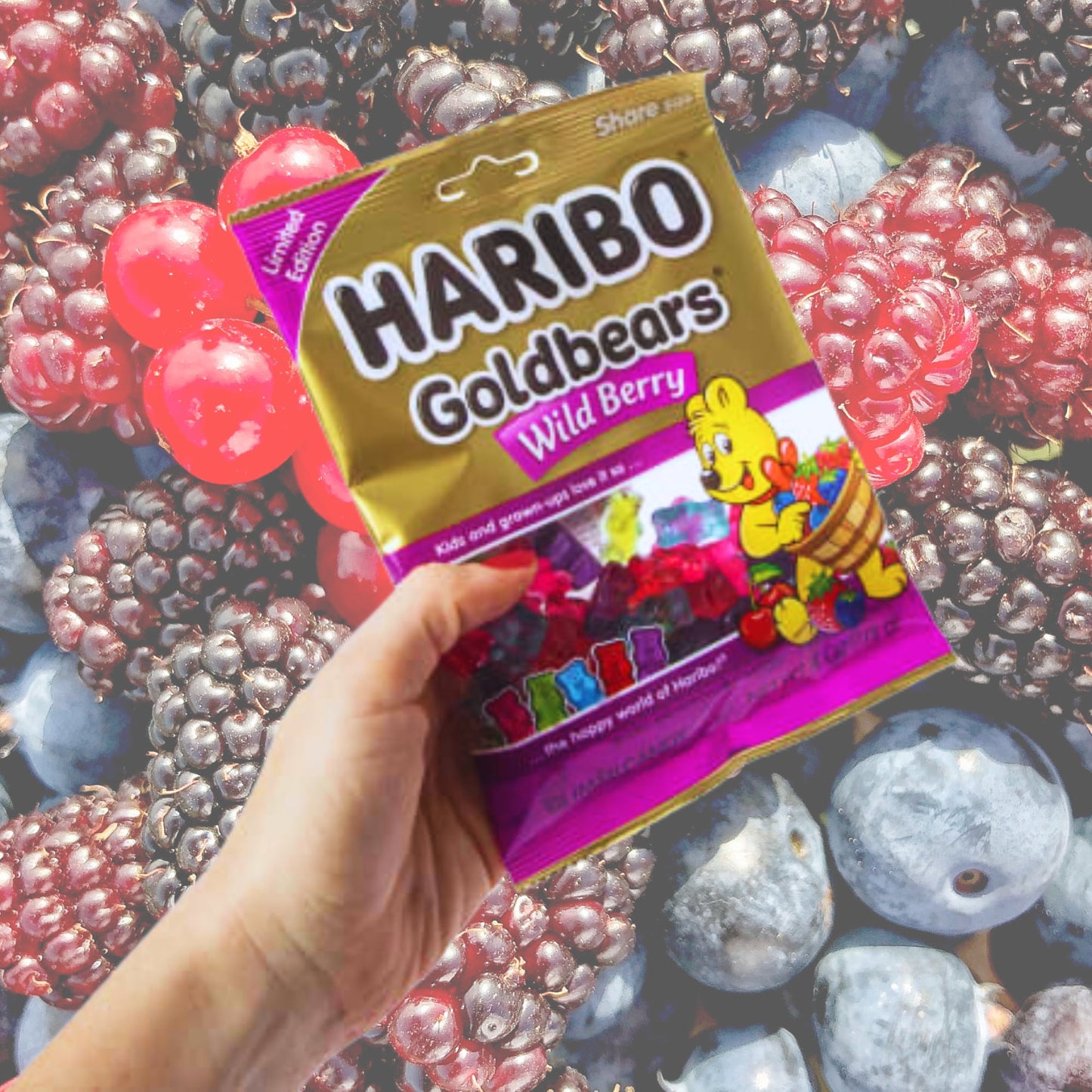 2 x 4 oz Haribo Goldbears Wild Berry Gummy Candy, Berries Gummi Treat for Snacks Candy Dish Bowl Party Favor Stocking Stuffer Gift Birthday Christmas Halloween + 2 Candy Gifts