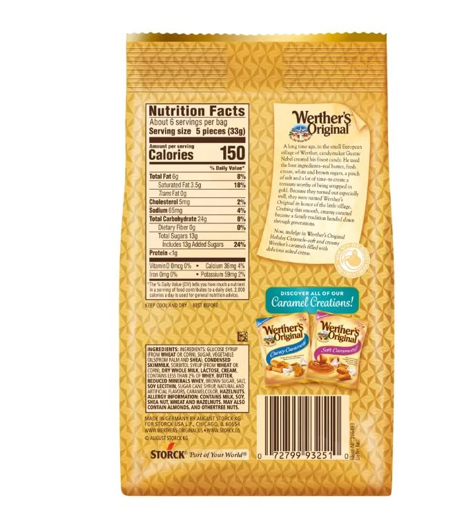 1 x 7.4 oz Werther's Original Salted Caramel Creme Soft Caramels, Holiday Caramels PACKAGING MAY VARY