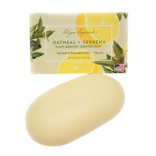 Shugar Soapworks Oatmeal +Verbena Scented Bar Soap 5 oz Vegan Paraben Free Lemon