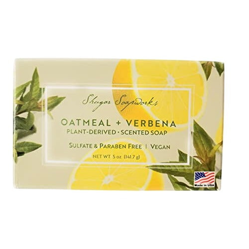Shugar Soapworks Oatmeal +Verbena Scented Bar Soap 5 oz Vegan Paraben Free Lemon