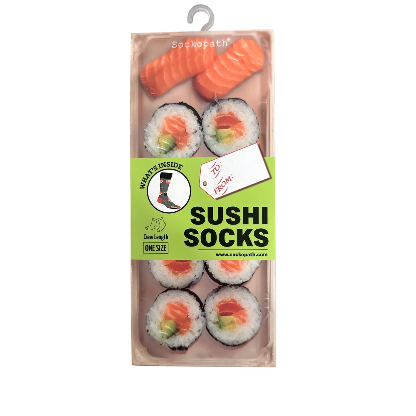 Sockopath SUSHI Men's One Size Fits Most Crew Socks GIFT/BOXED Grey Black Red