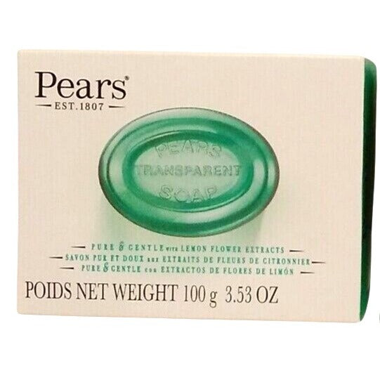 Pears Transparent Soap Bar 3.53 oz With Lemon Flower Extracts Gentle & Pure