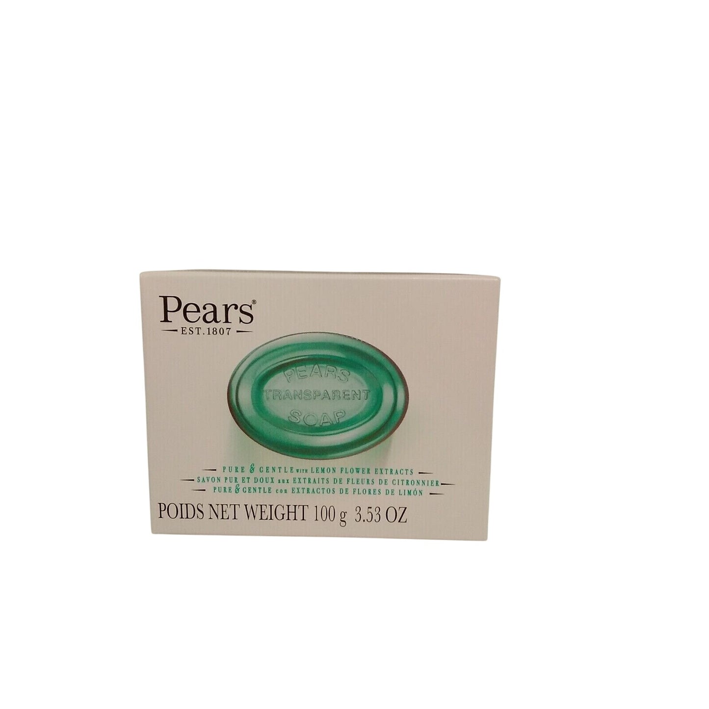 Pears Transparent Soap Bar 3.53 oz With Lemon Flower Extracts Gentle & Pure