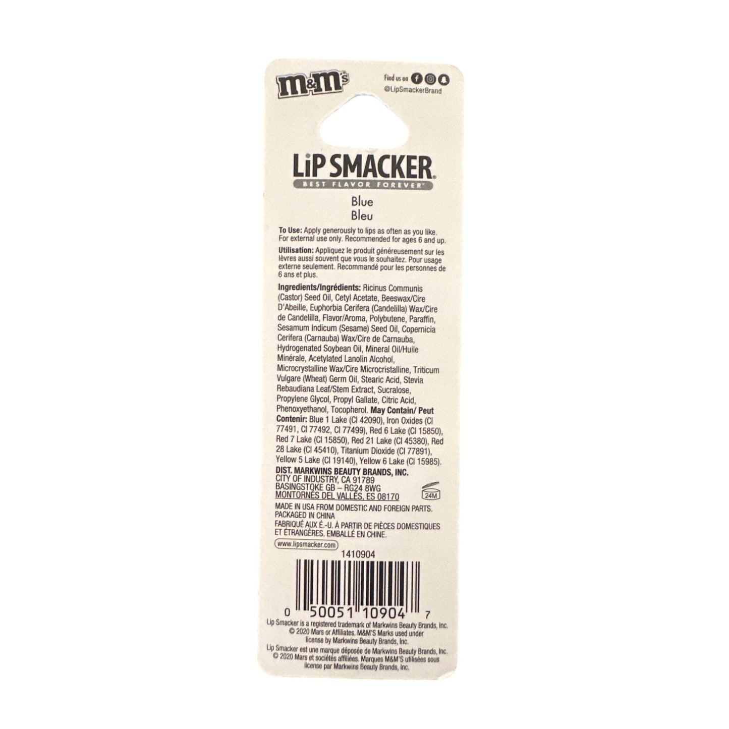 Lip Smacker M&M’S BLUE Flavored Collectible Lip Balm Blue Brown Discontinued