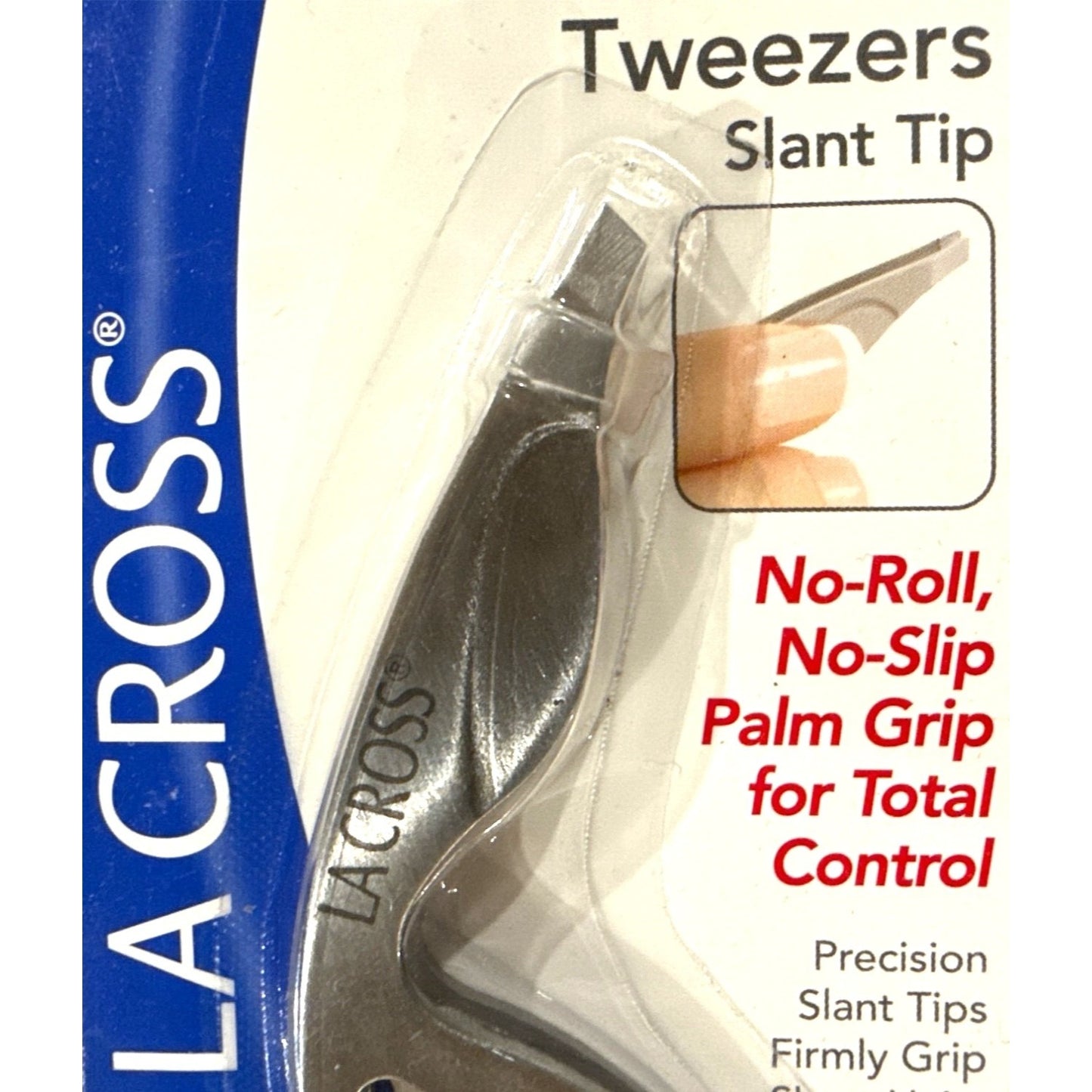 71157 Sally Hansen La Cross Total Control Tweezers Slant Tip +No-Slip Grip Steel