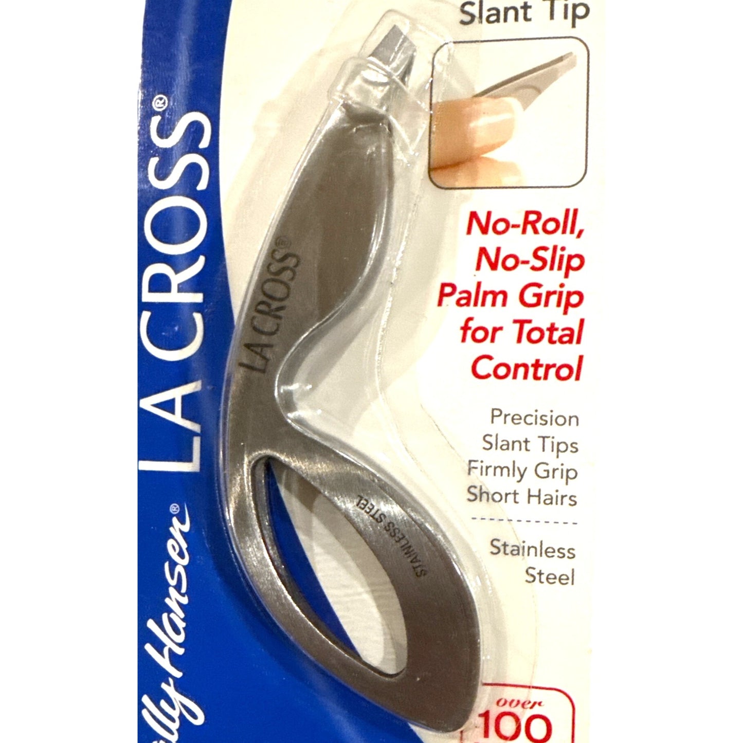 71157 Sally Hansen La Cross Total Control Tweezers Slant Tip +No-Slip Grip Steel