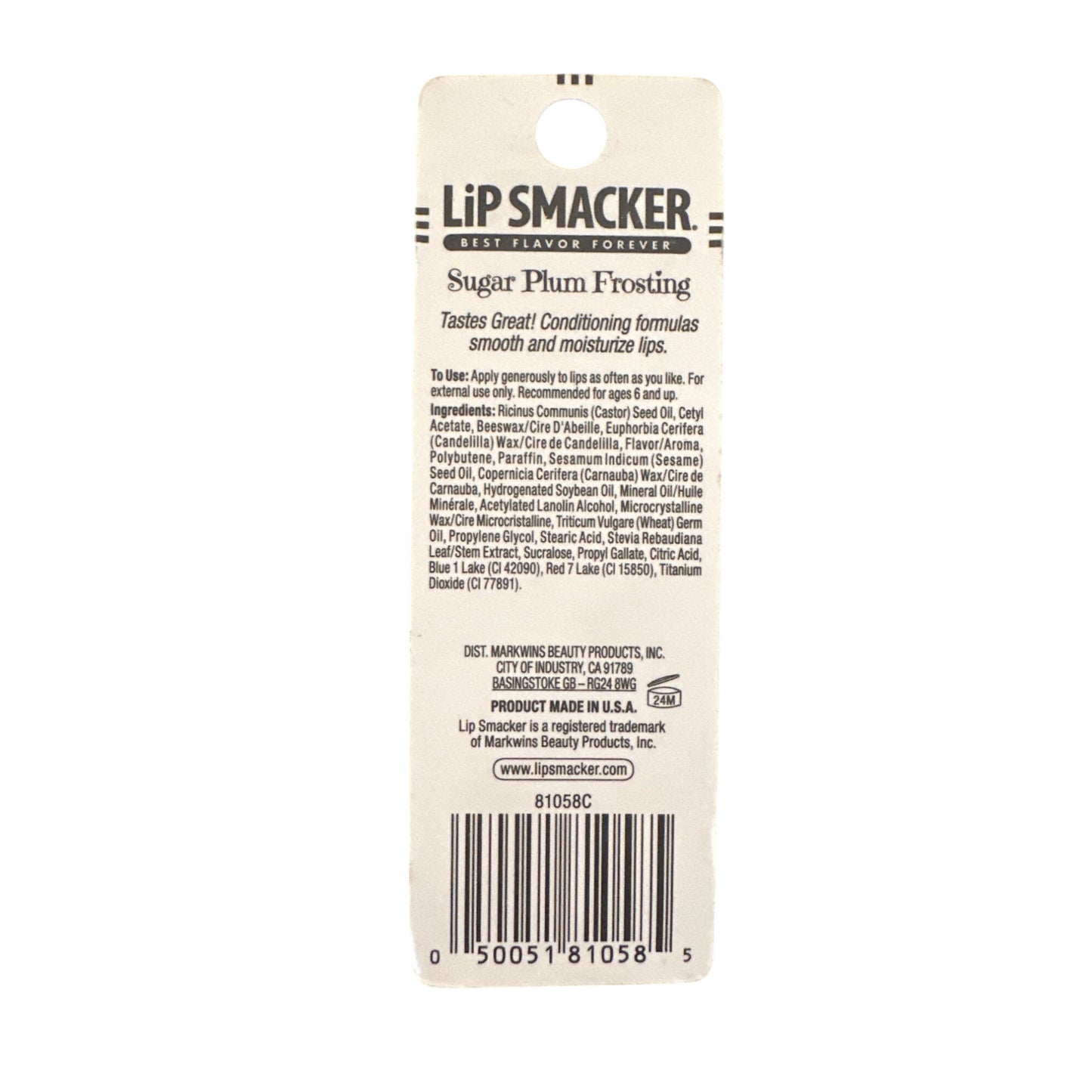 Lip Smacker SUGAR PLUM FROSTING Flavored Collectible Lip Balm Purple Blue White
