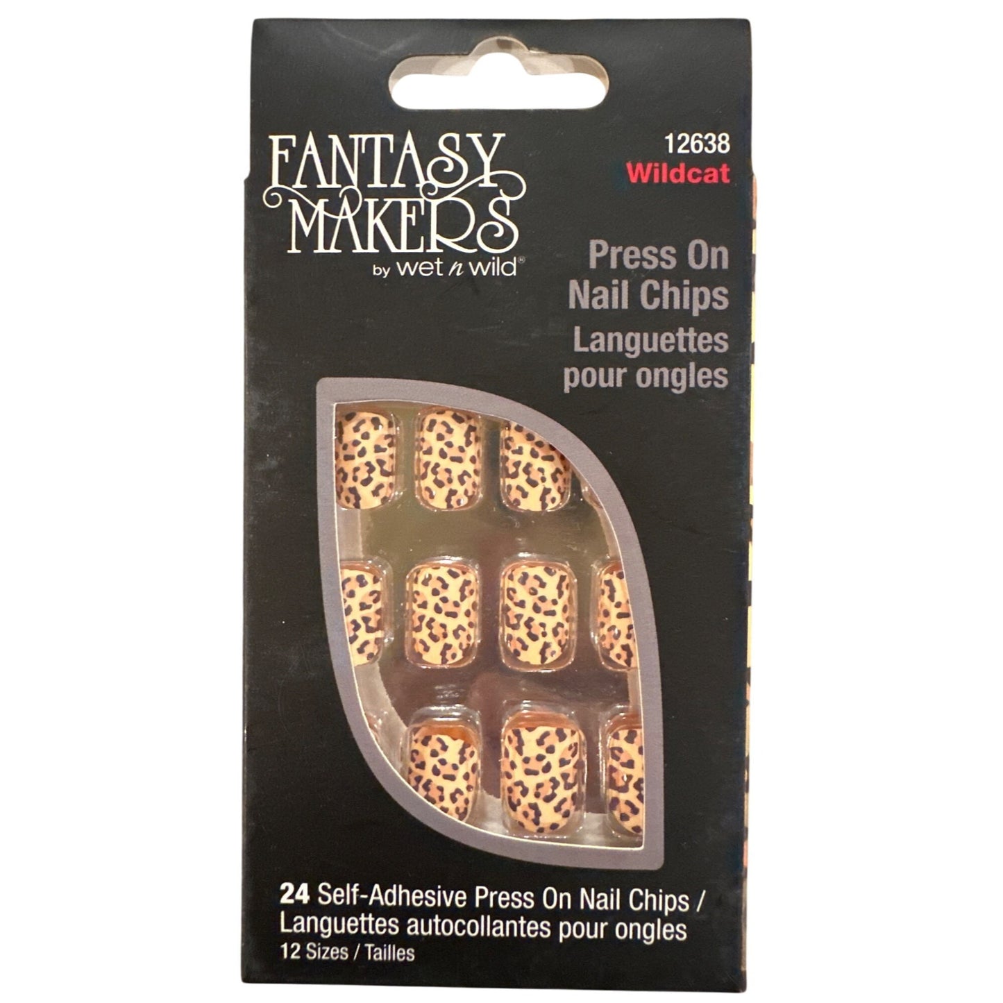 Wet N Wild Fantasy Makers 24 Nails WILDCAT Short Square Glossy Halloween Leopard