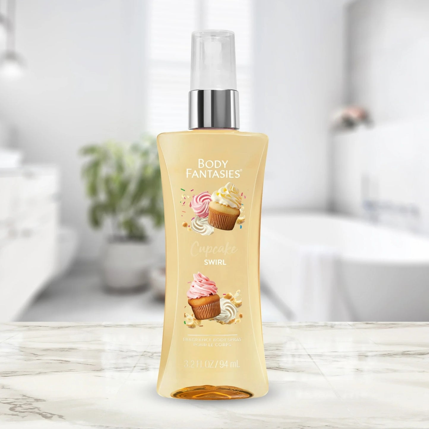 Body Fantasies Cupcake Swirl Fragrance Body Spray 3.2 Fl Oz Vegan Paraben-Free