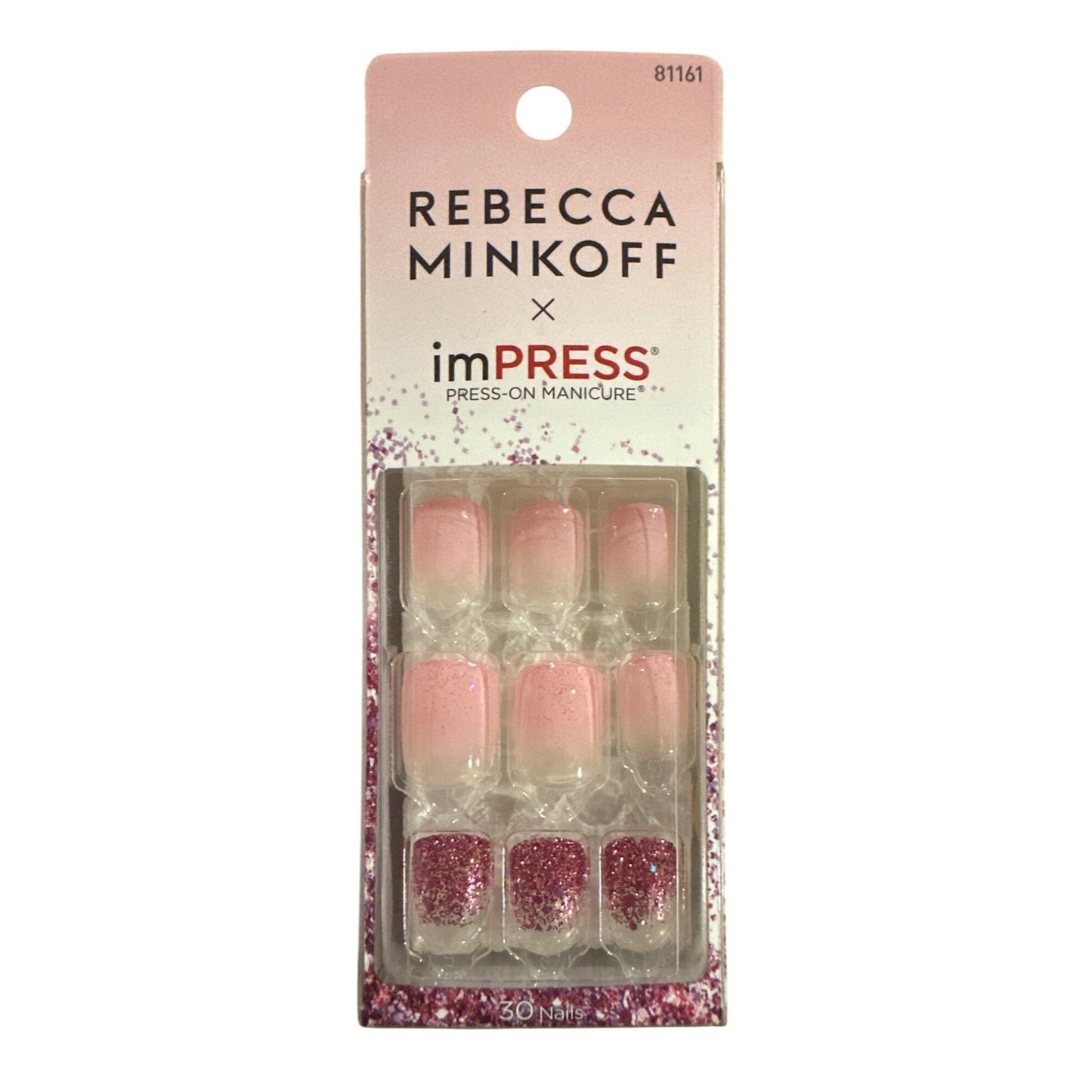 KISS Rebecca Minkoff IMPRESS 30 Nails Glitterati Short Square Glitter+Ombre