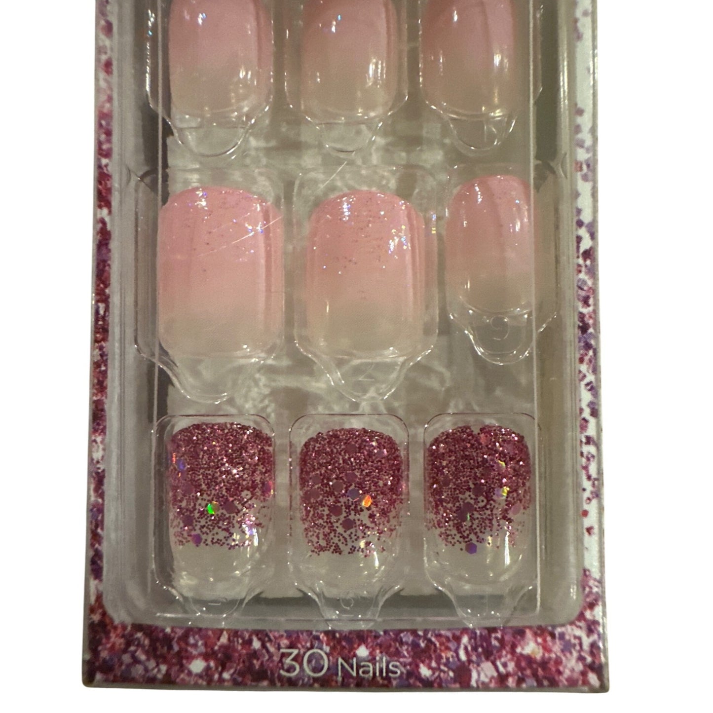 KISS Rebecca Minkoff IMPRESS 30 Nails Glitterati Short Square Glitter+Ombre