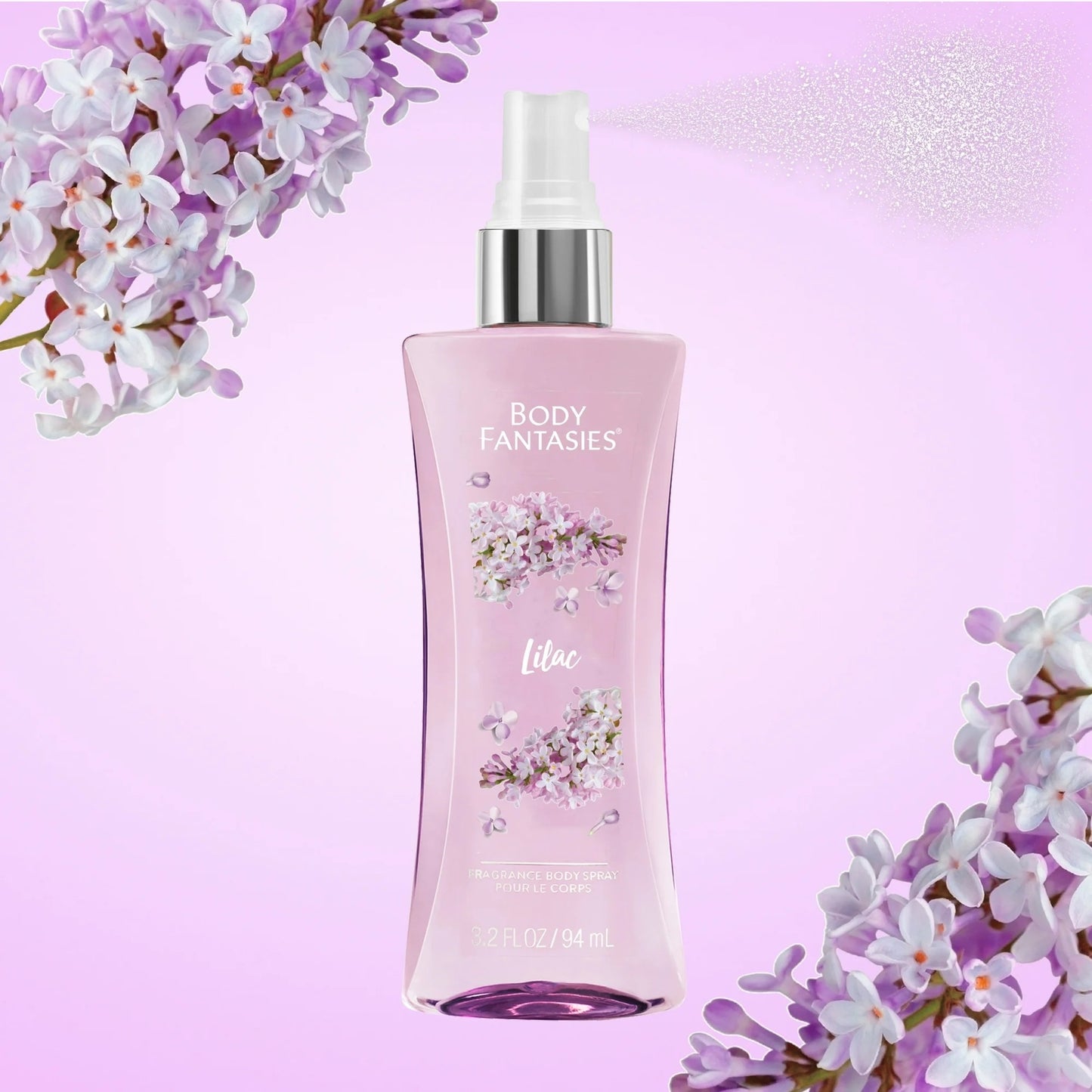 Body Fantasies Lilac Fragrance Body Spray 3.2 Fl Oz Vegan & Paraben/Cruelty-Free