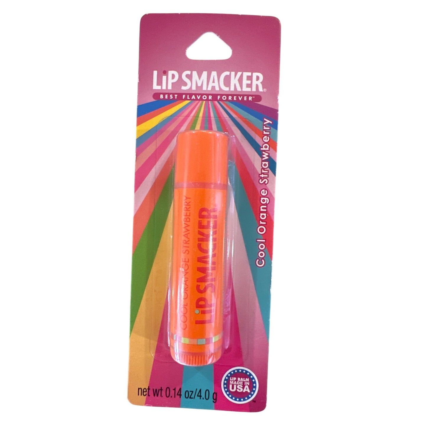 Lip Smacker COOL ORANGE STRAWBERRY Flavored Collectible Lip Balm Orange Pink