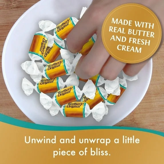 3 x Werthers Original SALTED CARAMEL Crème Soft Caramels 4.51 Oz Individ Wrapped