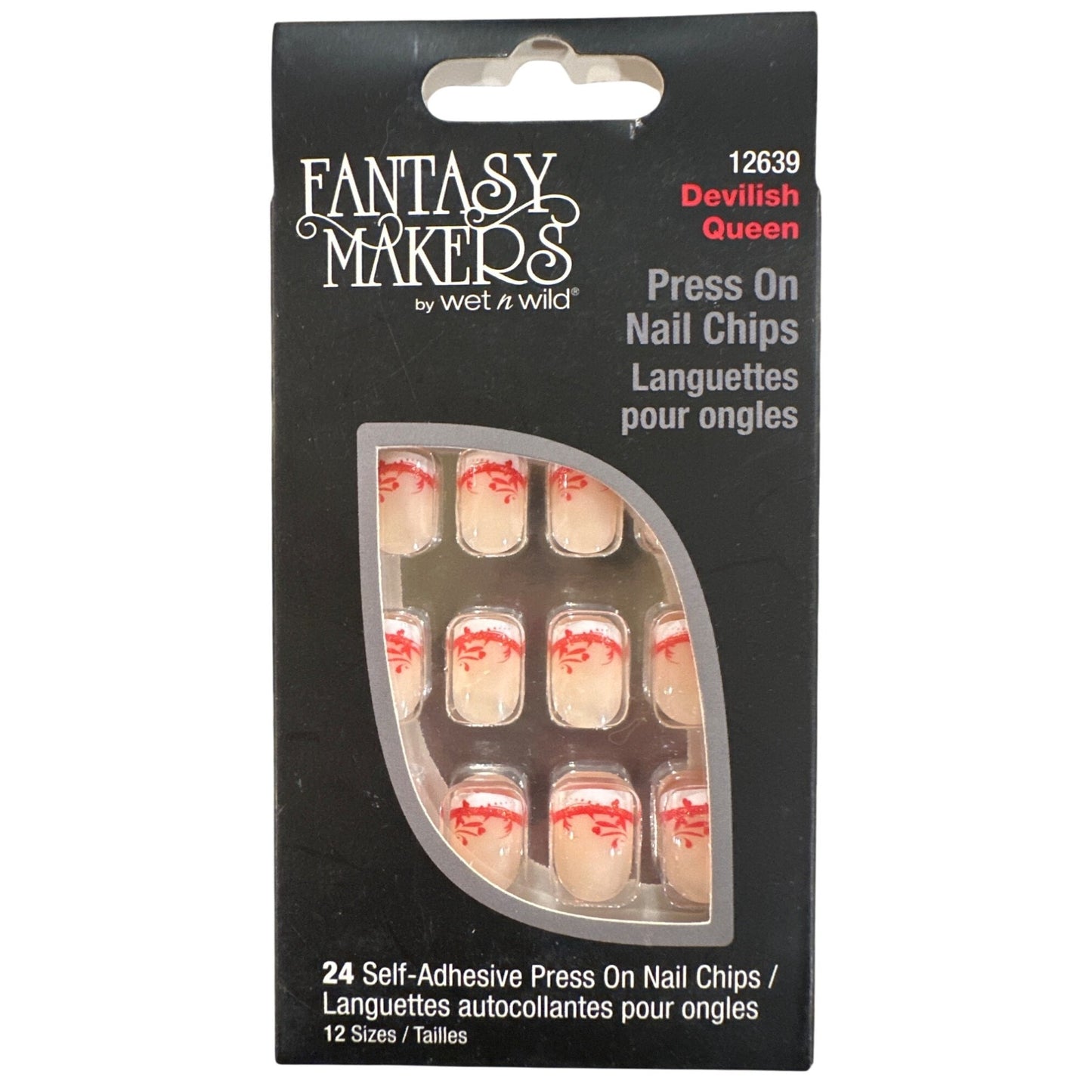 Wet N Wild Fantasy Makers 24 Nails Devilish Queen Short Square French Halloween