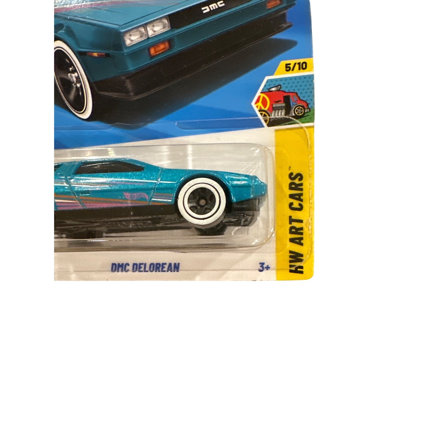 36/250 Hot Wheels Die-Cast Car DMC Delorean 5/10 HW Art Cars Teal white Black
