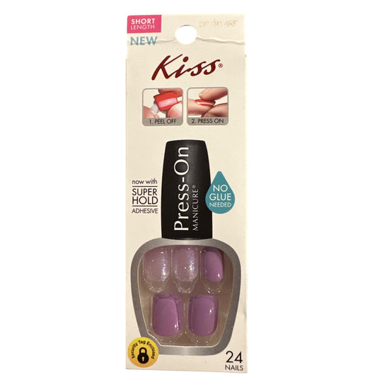 Kiss Press-On 24 Nail EAT, PRAY, LOVE Short Square Shimmer+Glossy Purple Glitter