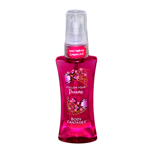 Body Fantasies (1) 1.7 oz Bottle Body Spray - Follow Your Dreams Scent - Sweet Raspberry & Passion Fruit - Travel Size